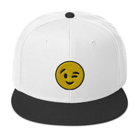 Winking Face Emoji Embroidered Emoticon Flat Bill Cap embroidered snapback hat, product image 33
