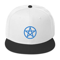 Blue Wiccan Witchcraft Pentagram Embroidered Flat Bill Cap embroidered snapback hat, product image 33