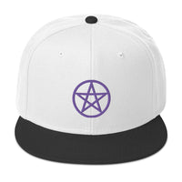 Purple Wiccan Witchcraft Pentagram Embroidered Flat Bill Cap embroidered snapback hat, product image 33