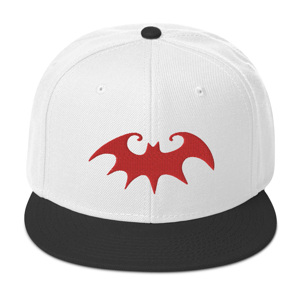Whimsical Halloween Vampire Bat Embroidered Flat Bill Cap Snapback Hat