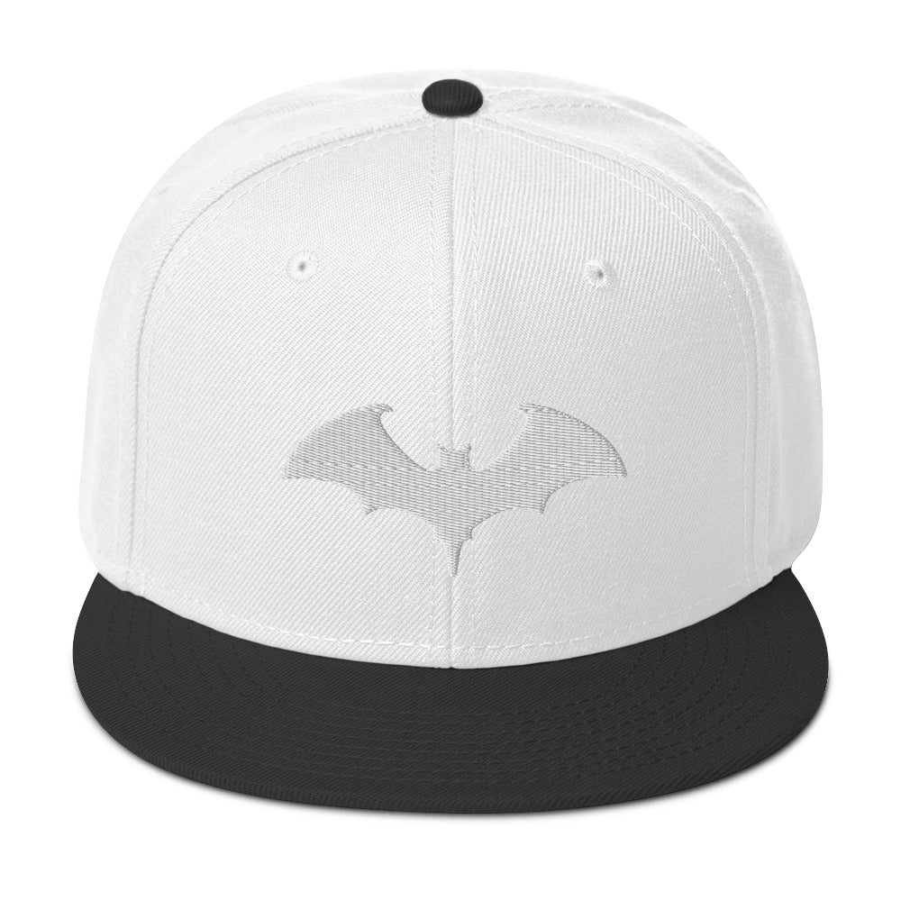 Vampire Bat Goth Style Halloween Embroidered Flat Bill Cap Snapback Hat