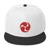 Red Tomoe Mitsudomoe Japanese Symbol Embroidered Flat Bill Cap embroidered snapback hat, product image 33
