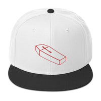 Red Toe Pincher Coffin with Cross Embroidered Flat Bill Cap embroidered snapback hat, product image 33