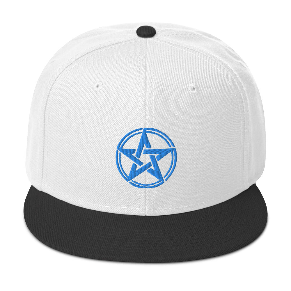 Blue Witching Hour Woven Pentagram Embroidered Flat Bill Cap Snapback Hat