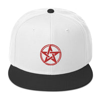 Red Witching Hour Woven Pentagram Embroidered Flat Bill Cap embroidered snapback hat, product image 33
