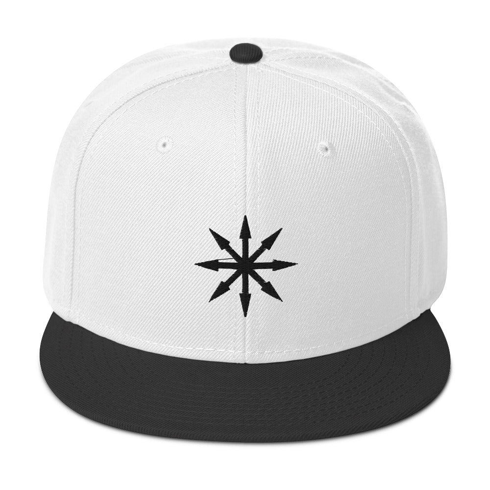 Black The Symbol of Chaos Embroidered Flat Bill Cap Snapback Hat