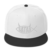 Satan Fish with Horns Religious Satire Embroidered Flat Bill Cap embroidered snapback hat, product image 33
