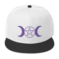 Purple Pagan Triple Moon Goddess Embroidered Flat Bill Cap embroidered snapback hat, product image 33