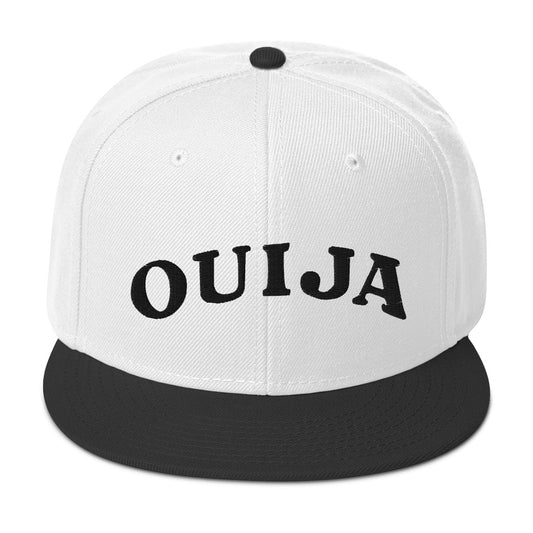 Black Ouija Spirit Board Words Embroidered Flat Bill Cap embroidered snapback hat, product image 1
