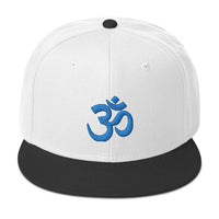 Blue OM Sacred Spiritual Symbol Embroidered Flat Bill Cap embroidered snapback hat, product image 32