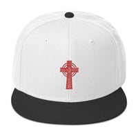 Red Old Celtic Cross Circle of Light Embroidered Flat Bill Cap embroidered snapback hat, product image 32