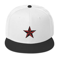 Red Nautical North Star Embroidered Flat Bill Cap embroidered snapback hat, product image 33