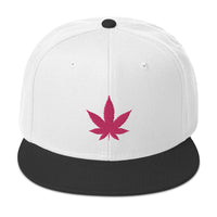 Hot Pink Marijuana Leaf Cannabis Plant Embroidered Flat Bill Cap embroidered snapback hat, product image 33
