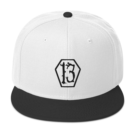 Black Coffin Number 13 Goth # Thirteen Embroidered Flat Bill Cap embroidered snapback hat, product image 1