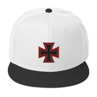 Red Heavy Metal Biker Cross Symbol Embroidered Flat Bill Cap embroidered snapback hat, product image 33