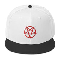 Red Inverted Pentagram Occult Symbol Embroidered Flat Bill Cap embroidered snapback hat, product image 33