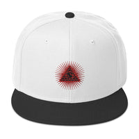 Red Illuminati All Seeing Psychic Eye Embroidered Flat Bill Cap embroidered snapback hat, product image 33