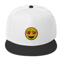 Heart – Eyes Emoji Embroidered Emoticon Flat Bill Cap embroidered snapback hat, product image 33
