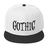 Black Gothic Dramatic Style Embroidered Flat Bill Cap embroidered snapback hat, product image 33