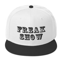 White Circus Freak Show Embroidered Flat Bill Cap embroidered snapback hat, product image 33