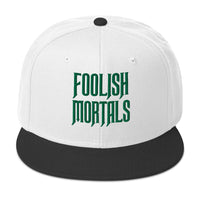 Green Foolish Mortals Haunted Mansion Embroidered Flat Bill Cap embroidered snapback hat, product image 1
