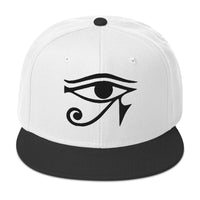 Black Eye of Ra Egyptian Goddess Embroidered Flat Bill Cap embroidered snapback hat, product image 1