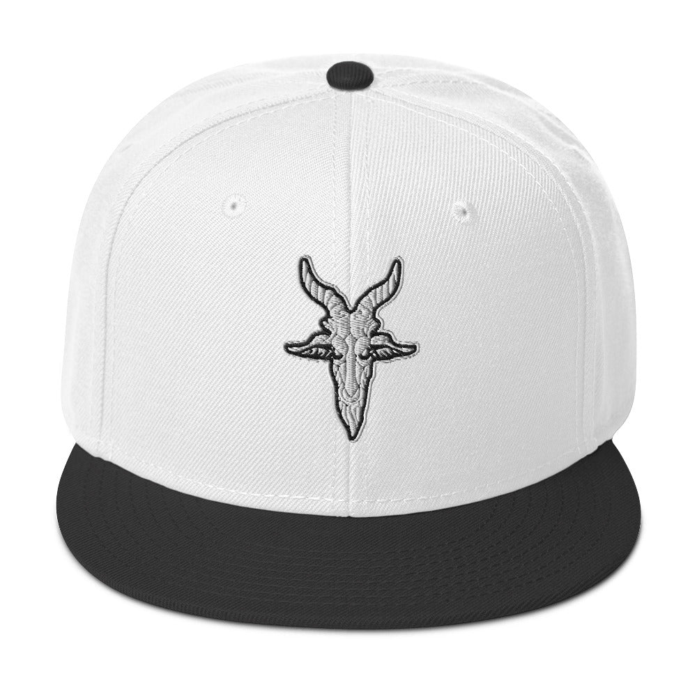 Evil Goat Head Baphomet Embroidered Flat Bill Cap Snapback Hat