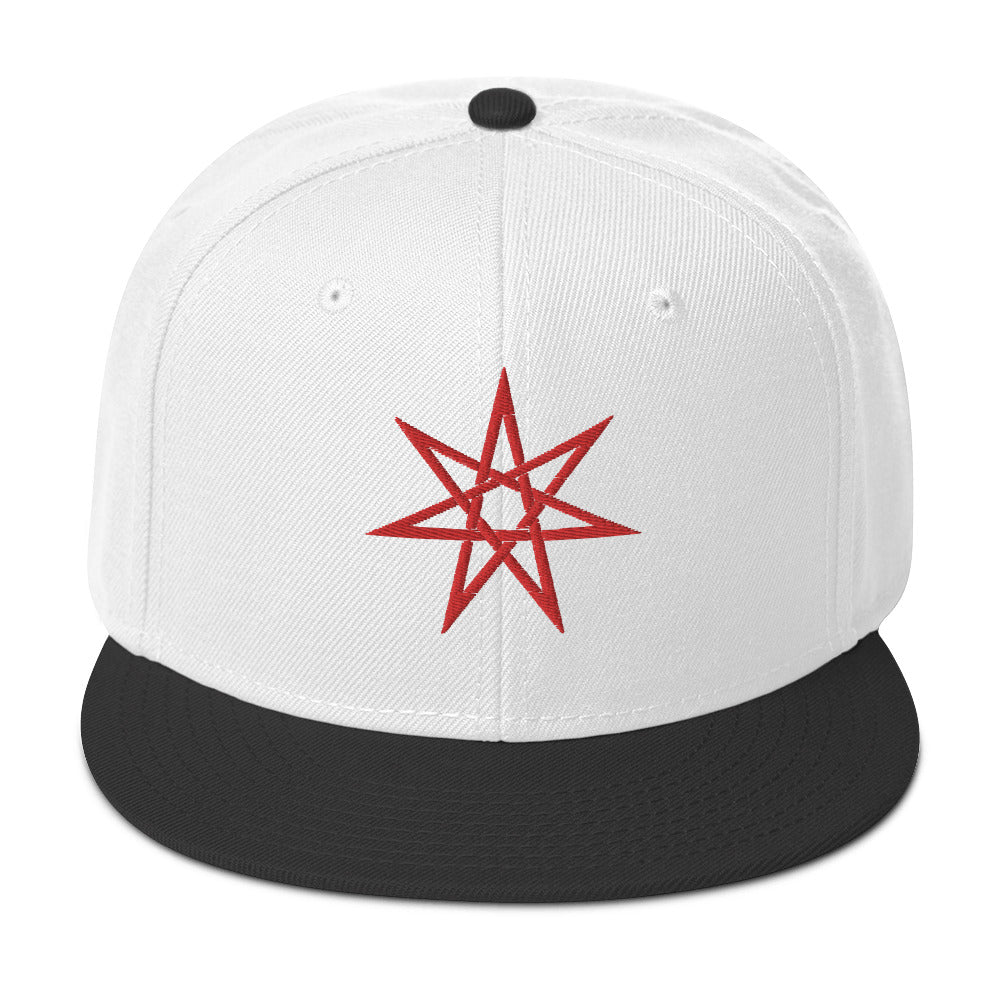 Red Elven Star Witchcraft Symbol Embroidered Flat Bill Cap Snapback Hat