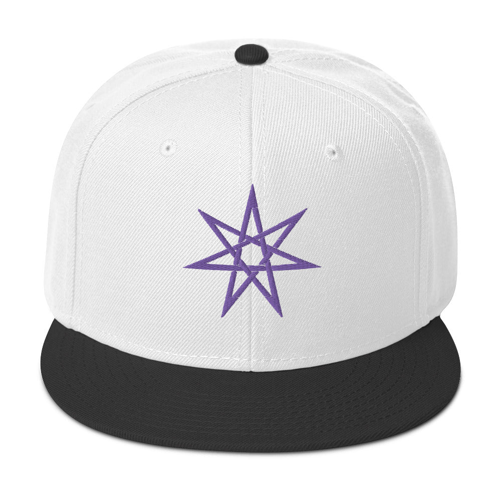 Purple Elven Star Witchcraft Symbol Embroidered Flat Bill Cap Snapback Hat