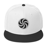 White Deadly Swirl Spike Symbol Embroidered Flat Bill Cap embroidered snapback hat, product image 33