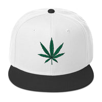 Cannabis Pot Leaf Marijuana Embroidered Flat Bill Cap embroidered snapback hat, product image 33
