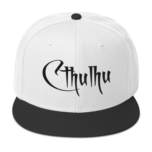 White Call of Cthulhu The Great Old Ones Embroidered Flat Bill Cap embroidered snapback hat, product image 1