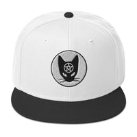 Black Cat Wiccan Pentagram Embroidered Flat Bill Cap embroidered snapback hat, product image 33
