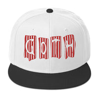 Black and Red Vertical Stripe Goth Embroidered Flat Bill Cap embroidered snapback hat, product image 33
