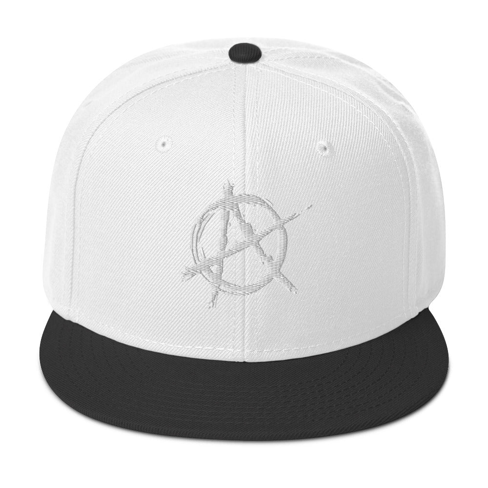 White Anarchy Sign Punk Rock Chaos Embroidered Flat Bill Cap Snapback Hat