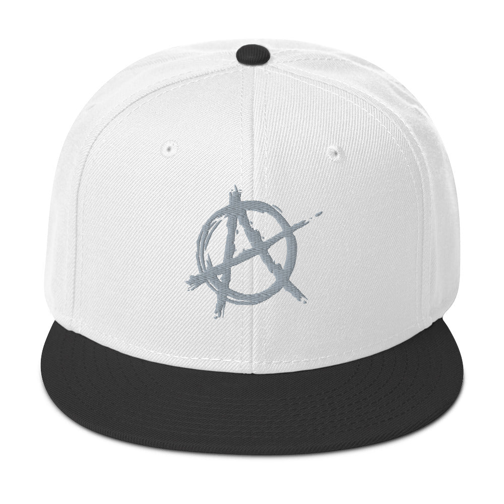 Grey Anarchy Sign Punk Rock Chaos Embroidered Flat Bill Cap Snapback Hat