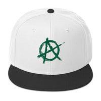 Green Anarchy Sign Punk Rock Chaos Embroidered Flat Bill Cap embroidered snapback hat, product image 33