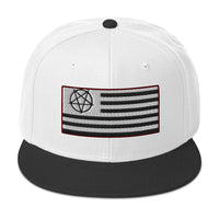 American Satanist Inverted Pentagram U.S. Flag Embroidered Flat Bill Cap embroidered snapback hat, product image 33