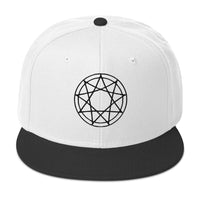 Black 9 Point Star Pentagram Occult Symbol Embroidered Flat Bill Cap embroidered snapback hat, product image 33