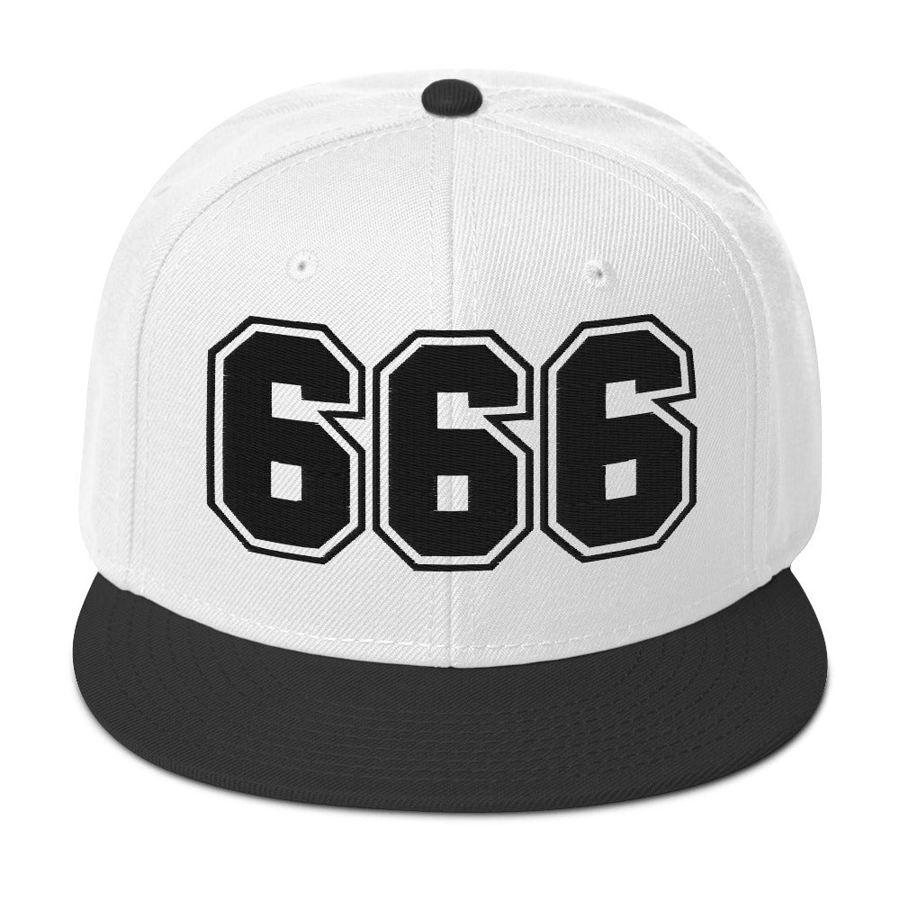 Black 666 The Number of the Beast Evil Embroidered Flat Bill Cap Snapback Hat