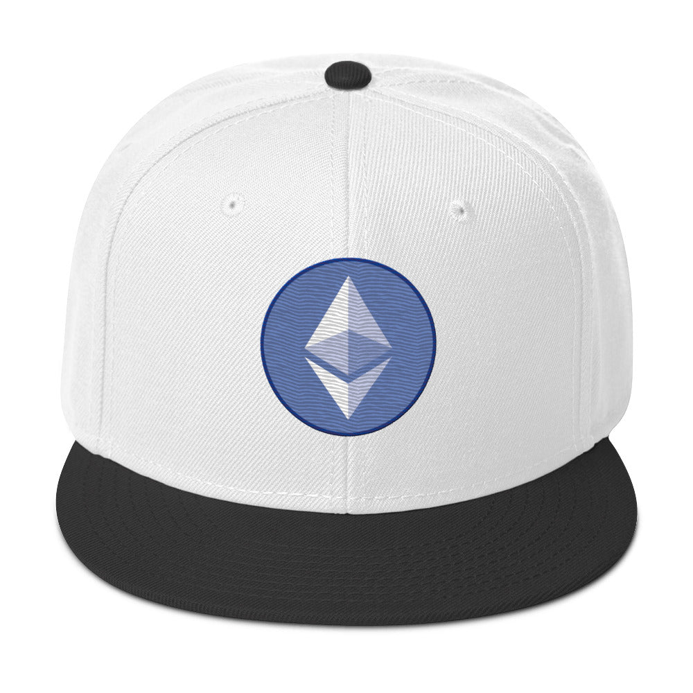 ETH Ethereum Round Logo Cryptocurrency Symbol Flat Bill Cap Snapback Hat