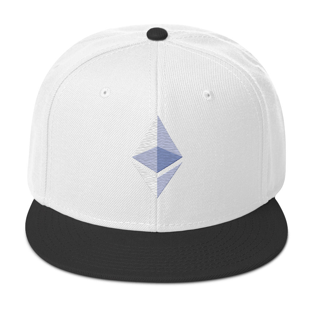 ETH Ethereum Cryptocurrency Symbol Flat Bill Cap Snapback Hat