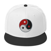 Triple Yin Yang Concept Chinese Symbol Flat Bill Cap embroidered snapback hat, product image 10