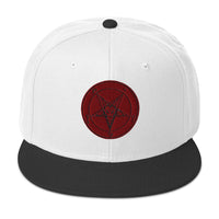 Red Baphomet Sigil Snapback – Occult Satanic Flat Bill Hat, Gothic Dark Aesthetic, Alt Streetwear Embroidered Cap embroidered snapback hat, product image 10
