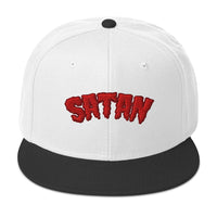 Satan Blood Drip Snapback – Occult 3D Puff Flat Bill Hat, Gothic Satanist Embroidered Cap, Dark Alt Horror Streetwear embroidered snapback hat, product image 10