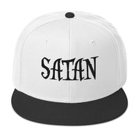 Black Satan Pure Evil Snapback – Occult Flat Bill Cap, Gothic Embroidered Hat for Alt Fashion, Horror Dark Streetwear embroidered snapback hat, product image 10