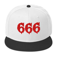 Red 666 embroidered snapback hat, product image 10