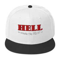 Hell Is Where The Heart Is Snapback – Satanic Occult Flat Bill Cap Metalheads Embroidered Hat for Alt Horror Fashion embroidered snapback hat, product image 10
