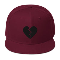Black Broken Heart Valentines Day Embroidered Flat Bill Cap embroidered snapback hat, product image 18