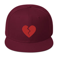 Red Broken Heart Valentine's Day Embroidered Flat Bill Cap embroidered snapback hat, product image 18
